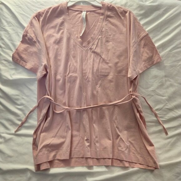 lululemon athletica Tops - Lululemon Pima Cotton Tie Waist T-Shirt Pink 8